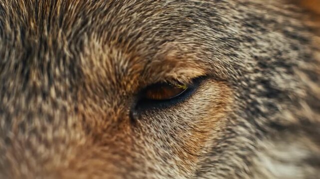 Extreme Close Up of Wolf Eye with Forest Reflection