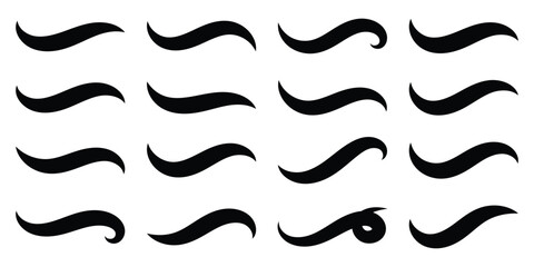 Vector black swash swoosh tails flourish design elements. Curly swish tails and sporty plume swirl logo vector elements for retro banners. Hand drawn swoosh elements, and swoop underline. Eps10 © Luna Visuals