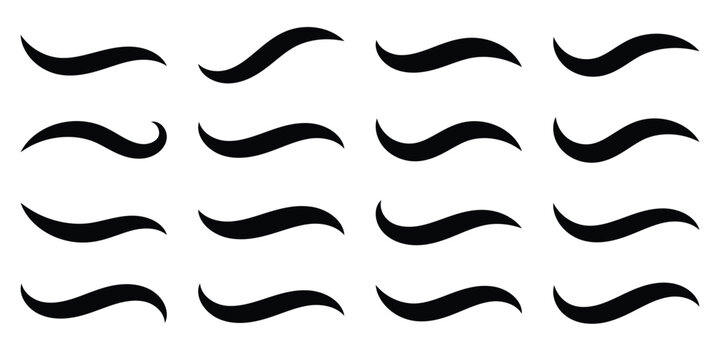 Vector black swash swoosh tails flourish design elements. Curly swish tails and sporty plume swirl logo vector elements for retro banners. Hand drawn swoosh elements, and swoop underline. Eps10