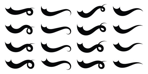 Text tails swoosh baseball sign typography font curve tails. Swoosh and swash typography tail shapes with dynamic retro wave lines. Collection of baseball script swooshes, tails, and underlines. Eps10 © Luna Visuals