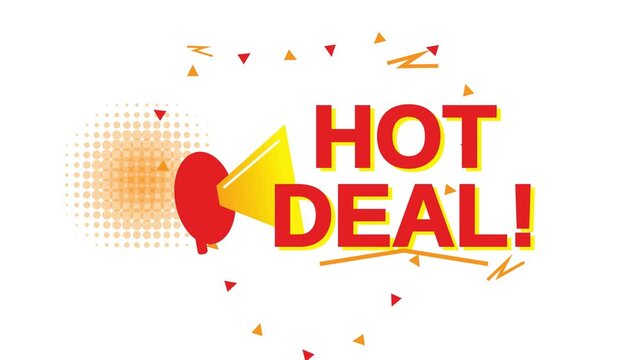Vibrant 4K Footage Motion Graphic Illustration of a Megaphone Announcing a Hot Deal