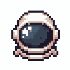 Fototapeta premium Pixel art astronaut helmet icon, representing space exploration and sci-fi themes