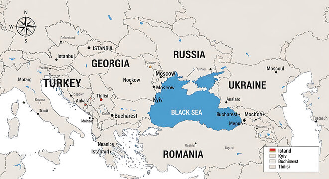 Map of Black Sea region countries.