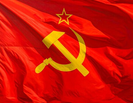 A red flag with a yellow hammer and sickle (1)
