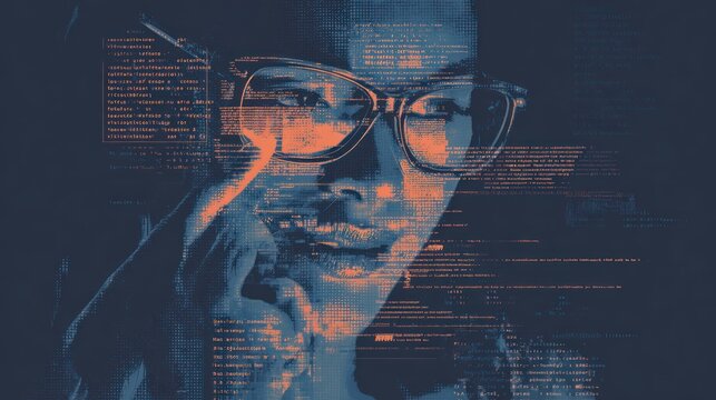 Man with Glasses and Double Exposure Effect.
