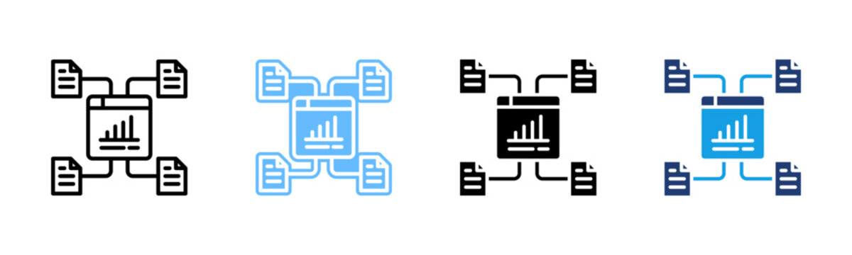 Data Modeling icon set multiple style collection