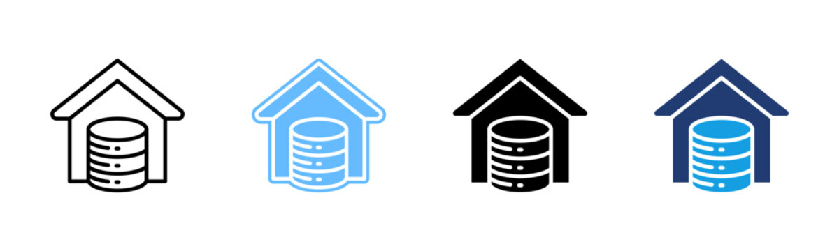 Data Warehouse icon set multiple style collection