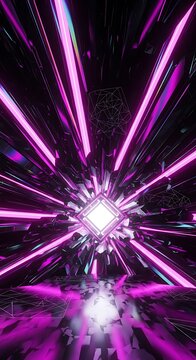 Abstract hyperdrive space portal with futuristic radiant light beams