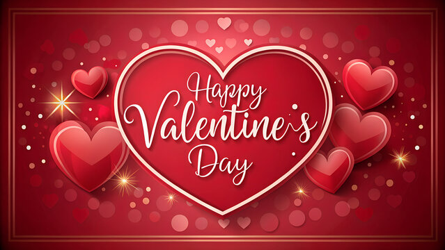 Happy valentine's day red heart frame with bokeh lights