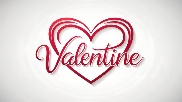 Elegant valentine script typography design centered inside a decorative heart frame on white background