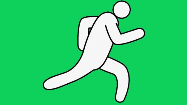 Dynamic white stick figure running on a vibrant green background, a clean and modern graphic design symbolizing speed, physical activity, health, and a fast-paced active lifestyle