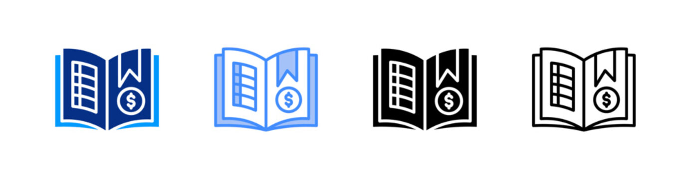 General Ledger Multiple Style Icon Set Vector 