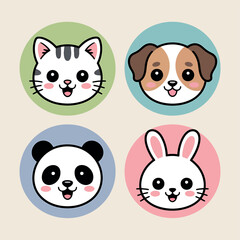 Fototapeta premium 4-icon-set-kawaii-cat-face-puppy-face-pa_ULt6_aAwQKalLlJB72KLKw_Dkz2M1nbT_uhnoMptwdhhQ.eps