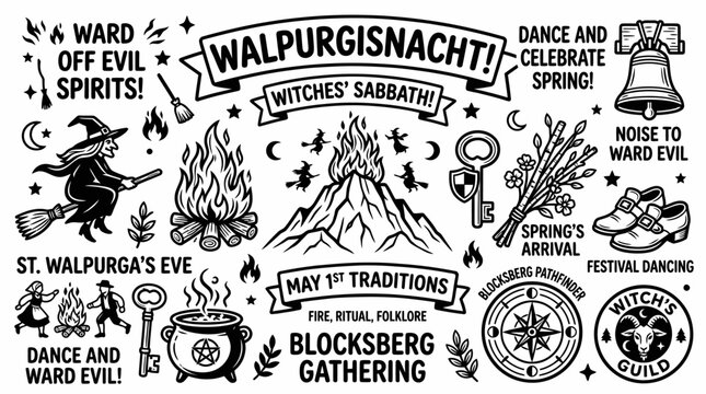 Walpurgis Night witches sabbath, spring celebration, folklore
