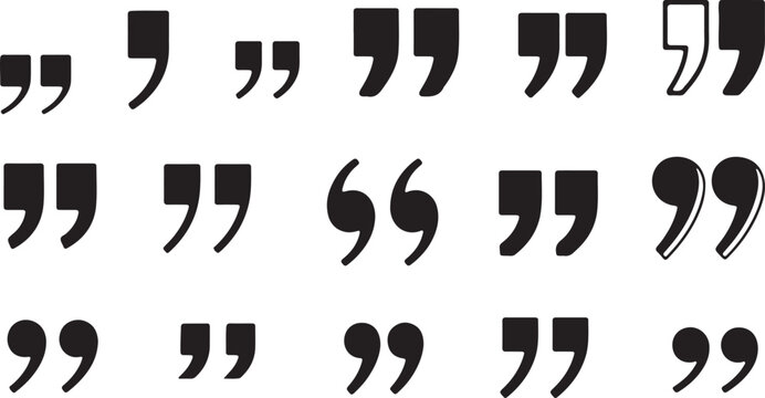 Set of quote mark, quotes icon, sign, symbol, emblem. Ditto marks icon set. Quotation marks. Dialogue discussion symbol for UI UX, website, mobile