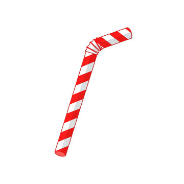 Red and white striped flexible drinking straw icon