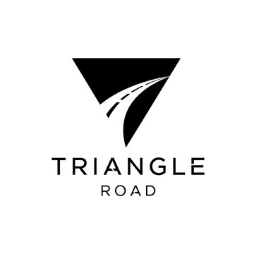 Black and white road triangle logo.