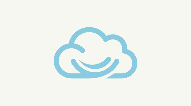 Minimalist Cloud Symbol with Smiling Face