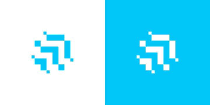 Dual meaning logo combining arrow and digital technology elements, symbolizing progress, innovation, forward movement, digital transformation, and future-focused technology solutions.