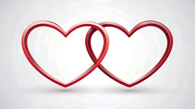 Two intertwined red hearts forming symbol of eternal love