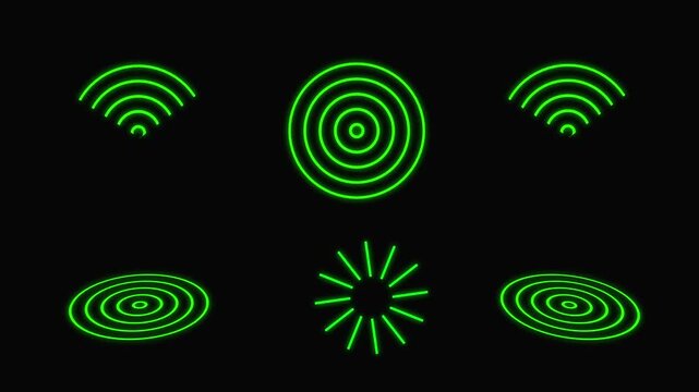 technology concept of radio wave background animation on black background. world danger zone indicate,