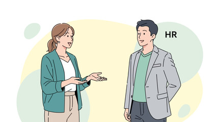 Obraz premium HR professional talking to a candidate during a job interview, professional meeting