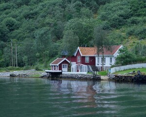Obraz premium ノルウェー世界自然遺産美しいフェヨルドル風景
