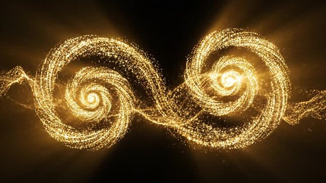 Glowing yellow spark particles swirling in a dynamic wave pattern on a dark background for a futuristic design element