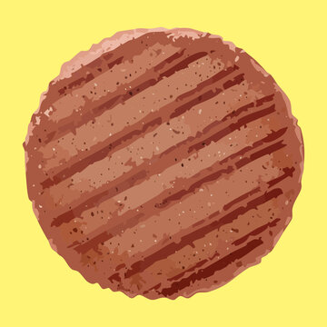 Grilled burger patty for fast food restaurant branding and delicious meat snack marketing - Vector Illustration