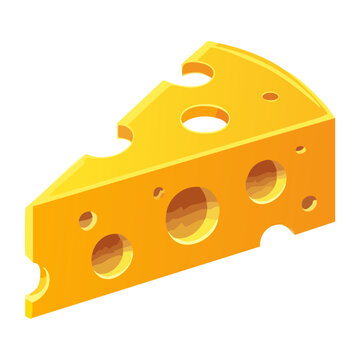 Wedge of yellow emmental cheese with holes for healthy snack and wine pairing menu design - Vector Illustration