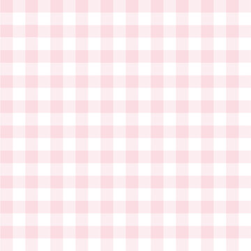 Pink gingham check pattern background, cute seamless pastel grid texture