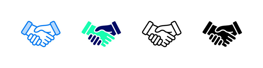 Fototapeta premium Handshake Multiple Style Icon Set Vector 