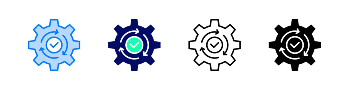 Process Multiple Style Icon Set Vector 