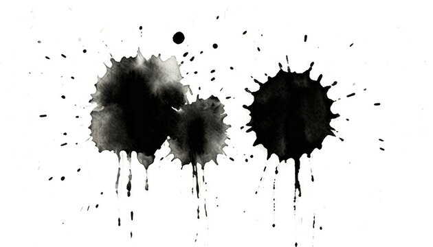 Dramatic Black Ink Splatter Texture on White