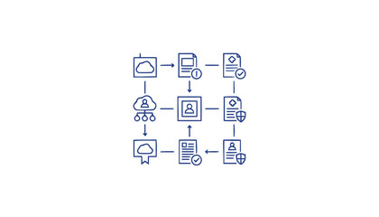 Naklejka premium Data Flow Diagram Illustrating Information Transfer and Processing.