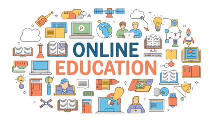 Fototapeta premium Distance learning online study technology education vector design