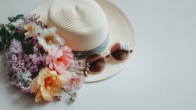 Hat with Floral Wreath Decor / 花冠の飾りのある帽子
