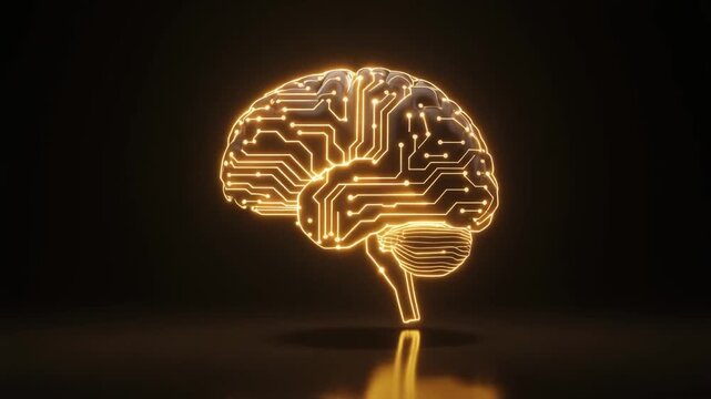 Glowing digital brain artificial intelligence technology concept