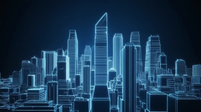 Futuristic smart city skyline digital transformation concept