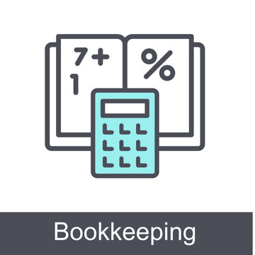 Bookkeeping Blue Vector Icon On White Background 