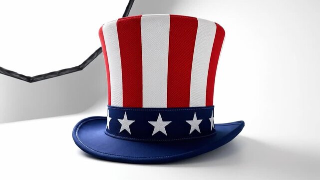 Uncle Sam Hat American Flag Theme Patriotic Top Hat with Stars
