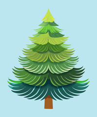 Tall coniferous fir tree with green branches for mountain forest scenery and natural outdoor environment illustrations during a bright summer day © color