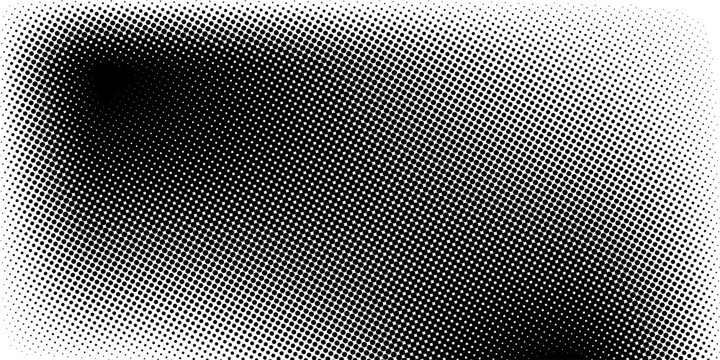 fun beautiful black and white shadow halftones retro pop art funky urban colorful comic book. Dotted halftone gradient texture. Vanishing polka dot background. Repeating dots gradation pattern backgro