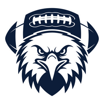 American eagle head wearing a football cap illustration icon