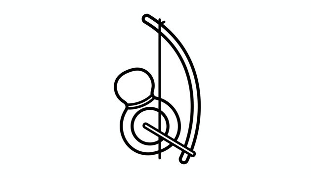 Berimbau Icon, Traditional Brazilian Musical Instrument, Outline Vector Art