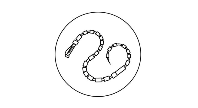 Black and White Illustration of a Chain Whip Inside a Circle