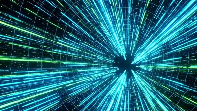 Blue Light Beams Radiating from Center.