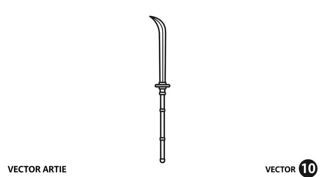 Ancient Chinese Guan Dao Sword Weapon, Traditional Martial Arts Equipment, Vector Illustration