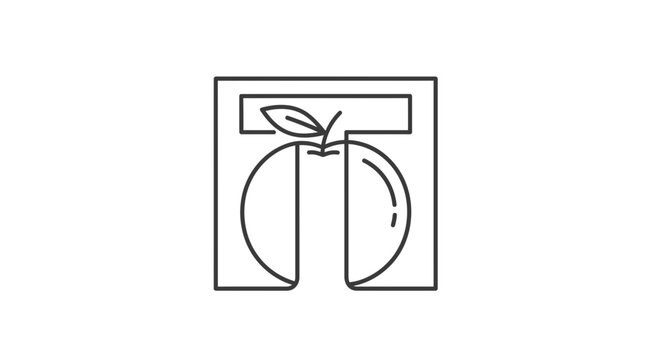 Abstract stylized apple logo on a scale, representing healthy diet and weight loss concept