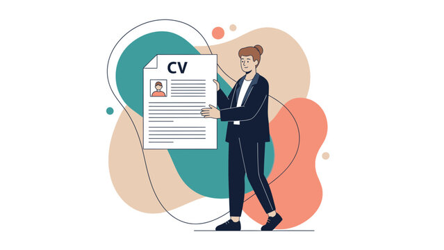 Professional woman holding CV, job application, career, recruitment, resume concept